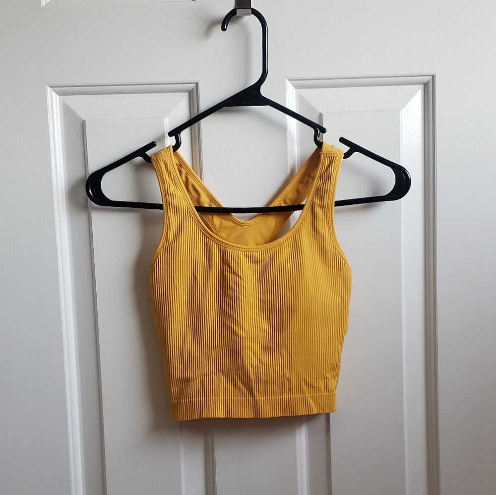 Yellow Ribbed Women's Crop Top